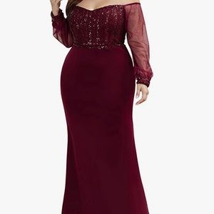 Burgundy Sequin Mermaid Dress